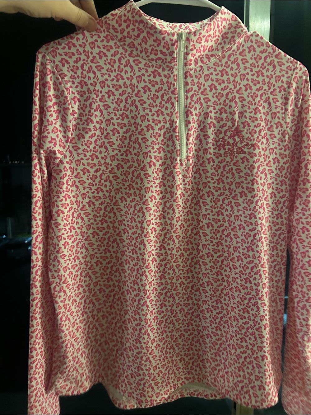 Belyn Key Pink Leopard Hawai’i Quarter-Zip Long Golf Top
